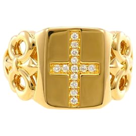 Bague anneau en or jaune 18K avec diamants - Autre Marque