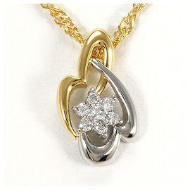 Autre Marque 18K Gelbgold- und Platinhalskette mit Diamant