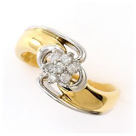 Autre Marque 18K Gelbgold- und Platin-Ring mit Diamant