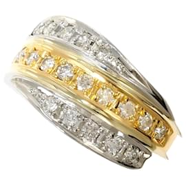 18K Gelbgold- und Platin-Diamantring - Autre Marque