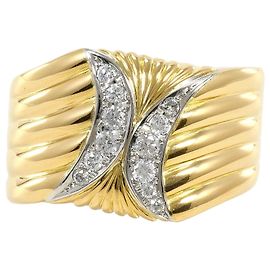 Autre Marque Anello a fascia elegante in platino e oro giallo