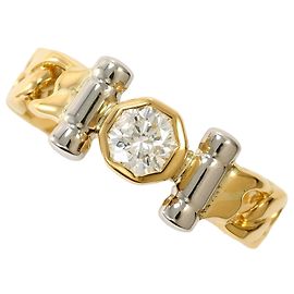 Autre Marque 18K Gelbgold- und Platin-Ring mit Diamant