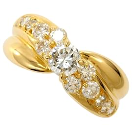 Autre Marque 18K Yellow Gold Band Ring with Diamond