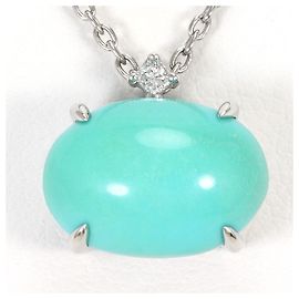 Autre Marque Collana in platino PT950 con turchese e diamanti