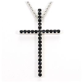 Autre Marque Collana in oro bianco 18K con zaffiro nero