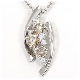 Autre Marque Elegante collar de oro blanco de 18K con diamantes marrones