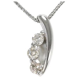 Autre Marque 18K Weißgold Diamantanhänger Halskette