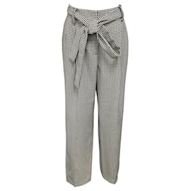 Pantalones de pata de gallo negro / blanco con cinturón Prabal Gurung