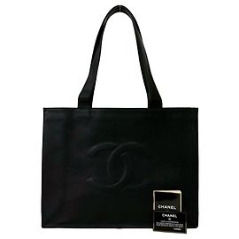 Borsa Tote Chanel Vintage Coco Mark in pelle caviar