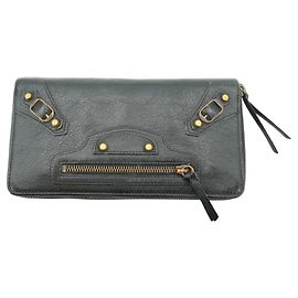 Balenciaga City Continental Geldbörse aus schwarzem Leder mit Reißverschluss