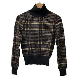 Autre Marque Dries Van Noten Rollkragen-Strickpullover mit Karomuster
