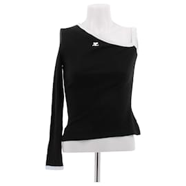 Top asimétrico negro de algodón Courreges
