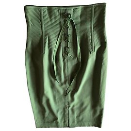 Falda lápiz con cordones verde Jean Paul Gaultier Femme