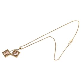 Collana con pendente Chanel Gold CC placcato oro Strass No 5 Double Square
