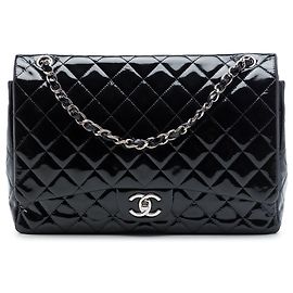 Chanel Black Maxi Classic Patent Double Flap