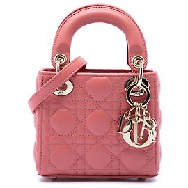 Lady Dior in micro agnello rosa cannage Dior