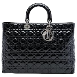 Dior Black Extra Large Patent Cannage Lady Dior