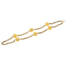 Collana lunga Chanel Gold CC placcata oro e resina Lucite