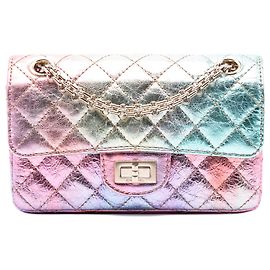 Chanel Rosa Mini Quilted Crinkled Goatskin Rainbow Reissue 2.55 Single Flap 224