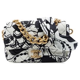 Chanel White Mini Printed Canvas Deer Coco Flap