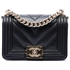 Chanel Black Mini Chevron Lambskin Boy Flap