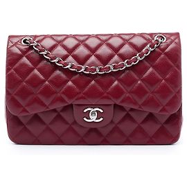 Chanel Red Jumbo Classic Caviar Double Flap