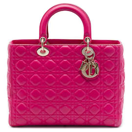 Lady Dior in agnello cannage rosa, taglia Large