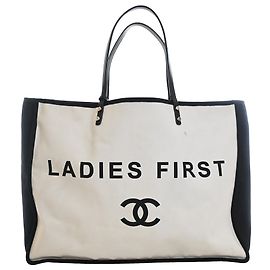 Tote Ladies First in tela bicolore bianco Chanel