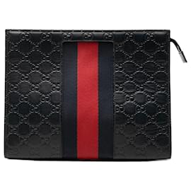 Gucci Blue Guccissima Web Clutch