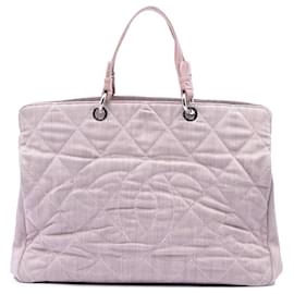 Chanel Pink Large CC gesteppter Denim Tote