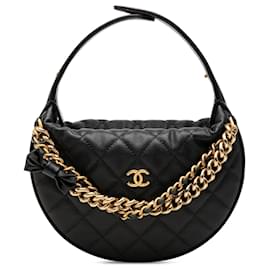 Pochette Hobo Chanel Black Mini Quilted Caviar Bow
