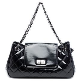 Chanel Black Quilted Patent Reissue 2.55 Accordion Flap