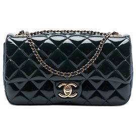 Chanel Blue Paris Salzburg Medium Patent e Goatskin CC Eyelet Flap
