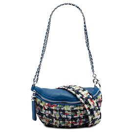 Borsa a tracolla convertibile in Tweed Blu e Pelle di Vitello Trapuntata Chanel