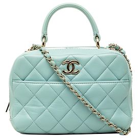 Borsa Bowling Chanel Blue Small Lambskin Trendy CC