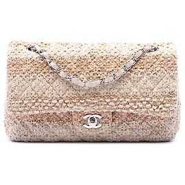 Chanel Bege Medium Classic Tweed Double Flap