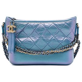 Chanel Blue Small Quilted Iridescent Aged Calfskin Gabrielle Hobo Tasche