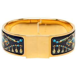 Hermès Black Wide Printed Enamel Loquet Bracelet PM