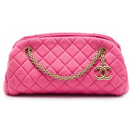 Borsa bowling Chanel Pink Small Quilted Jersey Just Mademoiselle