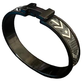 Hermès Clic H Enamel Bracelet Black and White