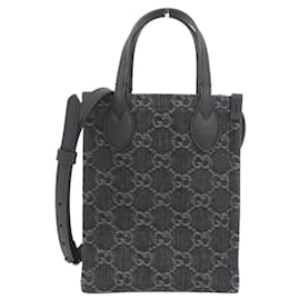 Borsa a mano Gucci Ophidia in denim nero e grigio