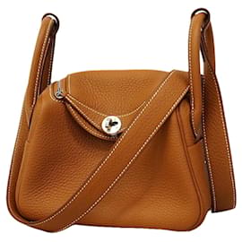 Borsa Hermes Lindy Mini in pelle Taurillon Clemence Gold - Hermès