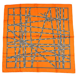 Carré Hermès Bolduc Jean Louis Dumas Seta Arancione 90cm