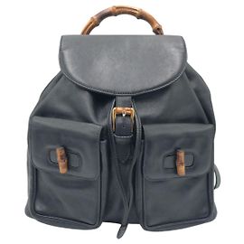 Zaino Gucci in pelle con dettagli in bambù