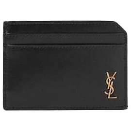 Portacarte aperto Saint Laurent in pelle nera