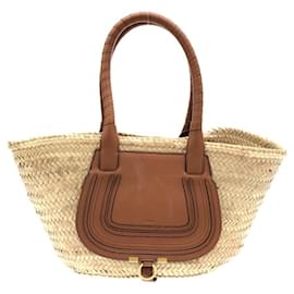 Chloé Borsa Marcie Medium Basket in Raffia e Vitello Chloe
