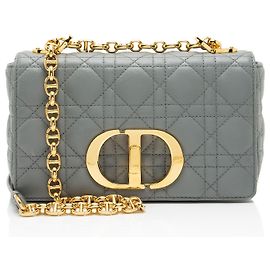 Piccola borsa a tracolla Dior Cannage in pelle di vitello Caro