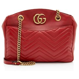 Borsa a tracolla aperta Gucci Matelasse Leather GG Marmont Medium