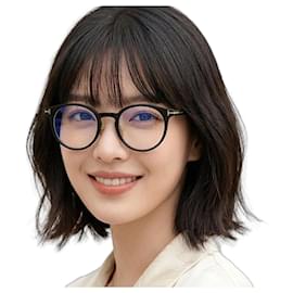 Tom Ford Blaulichtfilter Brille Rundes Gestell aus schwarzem Acetat Luxus Asian Fit