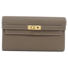 Hermès Hermes Kelly Classic Long Wallet in Etoupe Gray